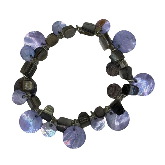 Jewelry - Vintage Purple Dyed Mother of Pearl  Elastic Bracelet